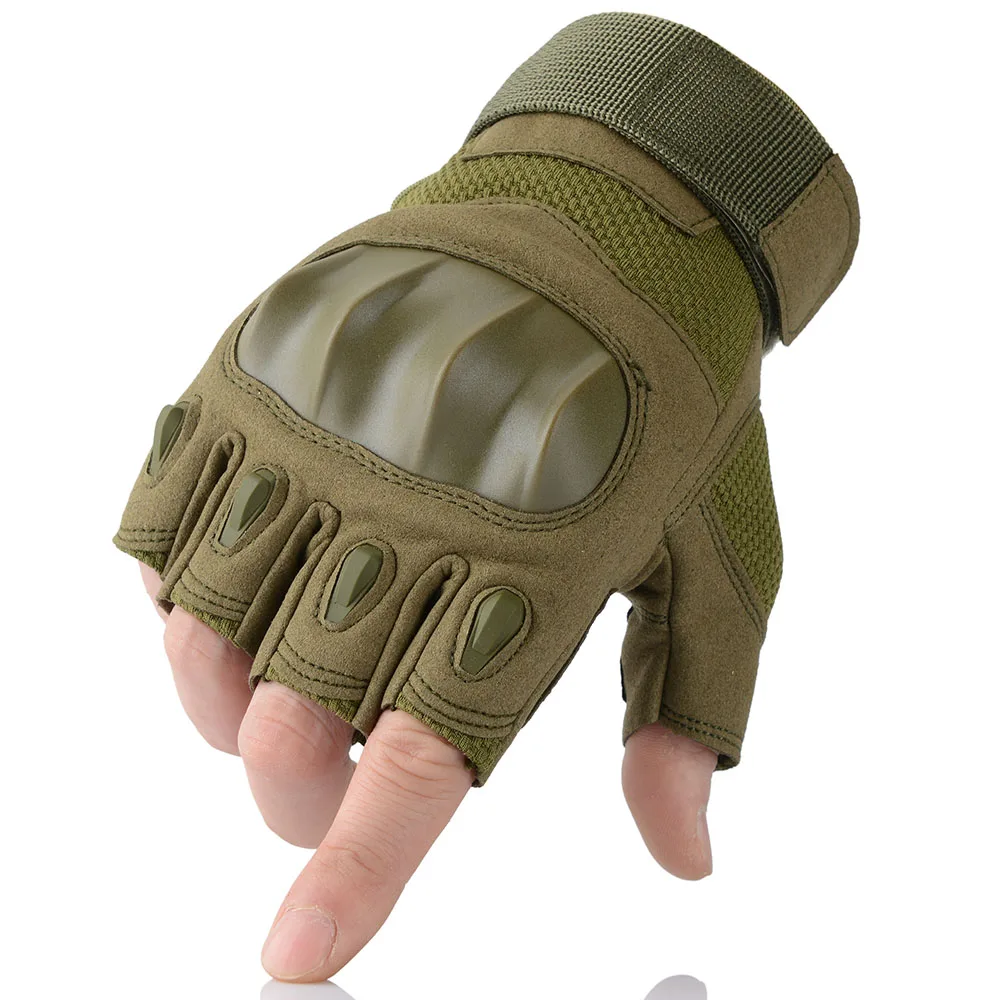 JIUSUYI военные тактические перчатки без пальцев армейская Боевая сила страйкбол Пейнтбол Открытый Жесткий костяшки половина пальцев перчатки для мужчин и женщин - Цвет: Green