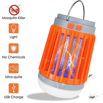 

2 in1 LED USB Solar powered Mosquito Killer Lamp Outdoor Bug Zapper Trap Camping Lantern UV Repellent light for Hiking Fishing
