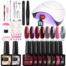 Azure beauty 24 шт./лот 36 Вт лампа для ногтей маникюрный набор инструментов замачиваемый салонный уход; Ультрафиолетовый Гель-лак для ногтей умный датчик светодиодные лампы наборы