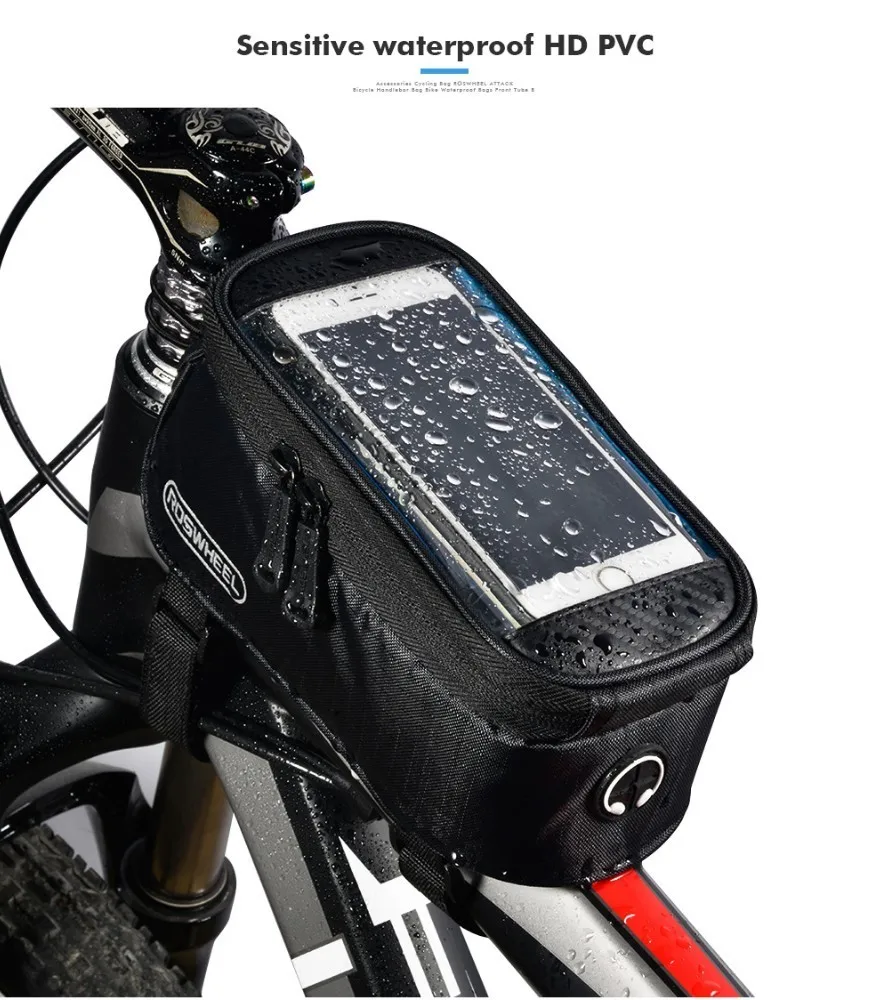 Sale ROSWHEEL Touch Screen Bike Frame Bag Touch Screen Bicycle Tube Pannier Case Holder For 4.8" 5.7" Screen Phone 3