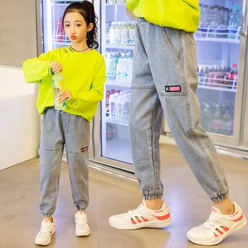 

Girls' jeans spring wear 2020 new children's pants spring and autumn children's wear