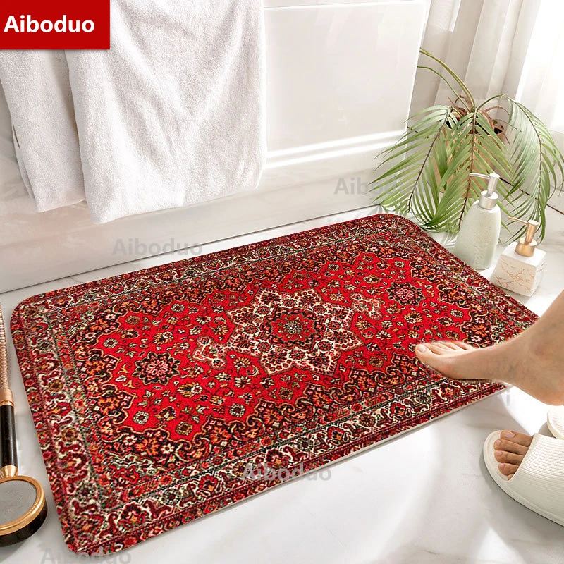 Customizable Hot Red Persian Rug Non Slip Floor Carpet Decorative Kitchen Hallway Entrance Doormat Home Game Decor Bathroom Mat | Дом и сад