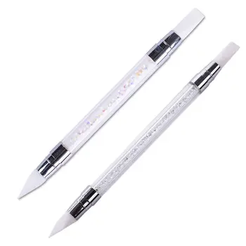 

Dual-Ended Nail Art Silicone Sculpture Pen Rhinestones Handle 3D Carving DIY Glitter Powder Picker Manicure Dotting Brush Tool
