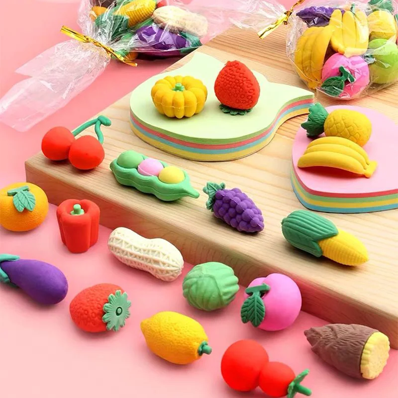 Pencil Eraser Eraser Pen Retractable Eraser Kneadable Eraser Eraser Refillable Pen Biscuit Eraser Plasticine Eraser 10/Pcs Creative Vegetables Fruit Eraser Detachable Eraser Student Prize Stationery