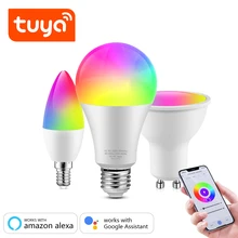 

Smart Home Tuya LED Light Bulb E27 E14 GU10 RGB Wifi LED Lamp Spotlight Candle Bubble Ball Bulb Works With Alexa Google Home