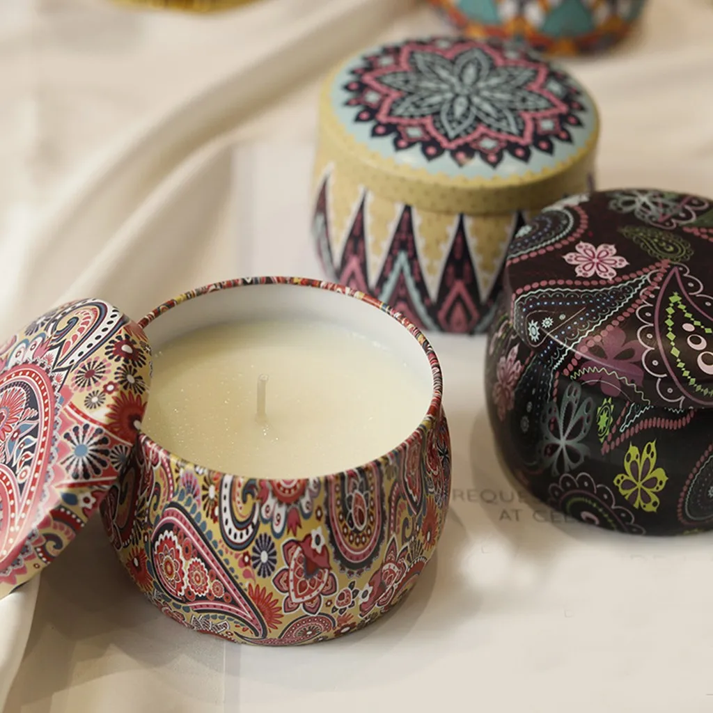 

Tin Can Fragrance Handmade Scented Candle Natural Soy Wax Wedding Birthday Beautiful Candlestick 2020 Home Decoration #R15