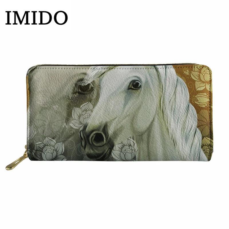 IMIDO длинный кожаный кошелек для лошади мужской Роскошный кошелек удобная сумка мужской женский кошелек Walets для дам кошелек сумочка для телефона - Цвет: WLL1355Z21