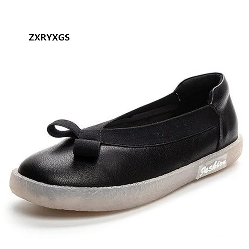 

ZXRYXGS 2024 New Spring Classic Retro Genuine Leather Shoes Flat Soft Sole Comfortable All-match Fashion Shoes Women's Shoes