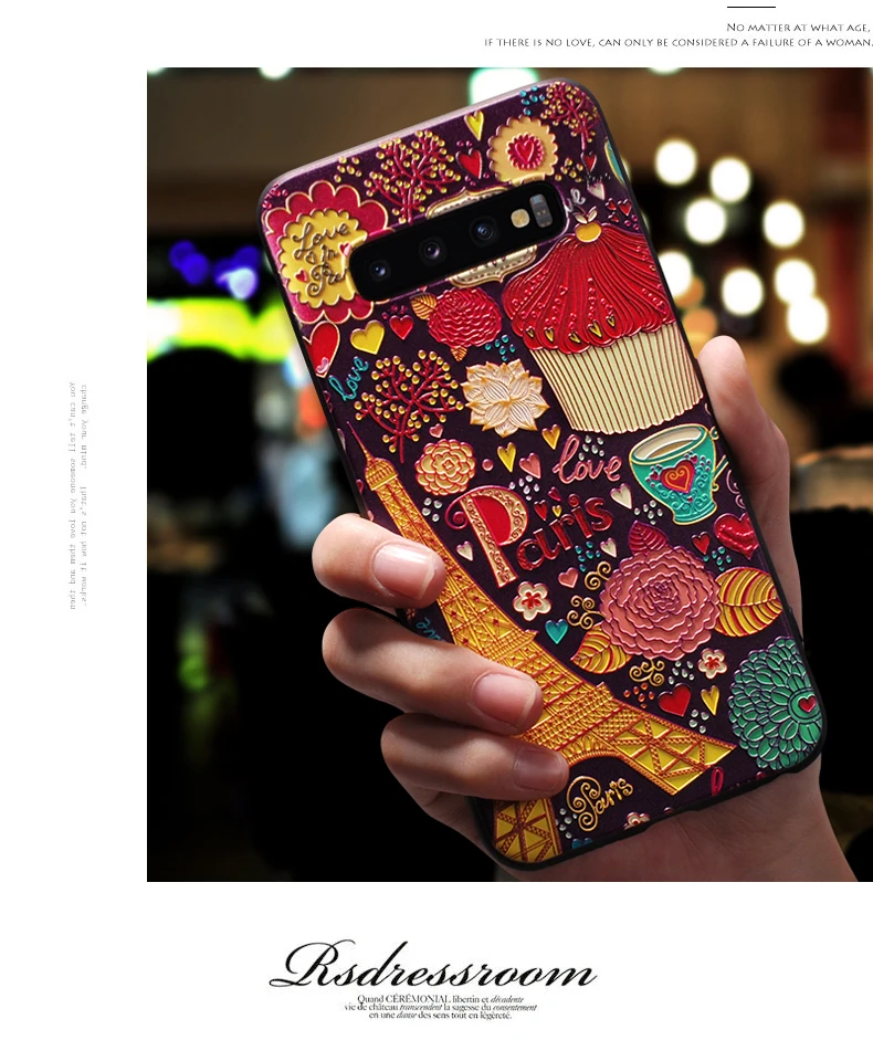 Чехол Heyytle с милым 3D тисненым рисунком для samsung S8 S9 S10 Plus, чехол s, мягкий силиконовый чехол из ТПУ для Galaxy S10 Plus, чехол