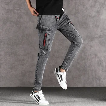 

Free Shipping 2020 Men's Frayed Jeans Seasons Fashion Casual Slim Jeans