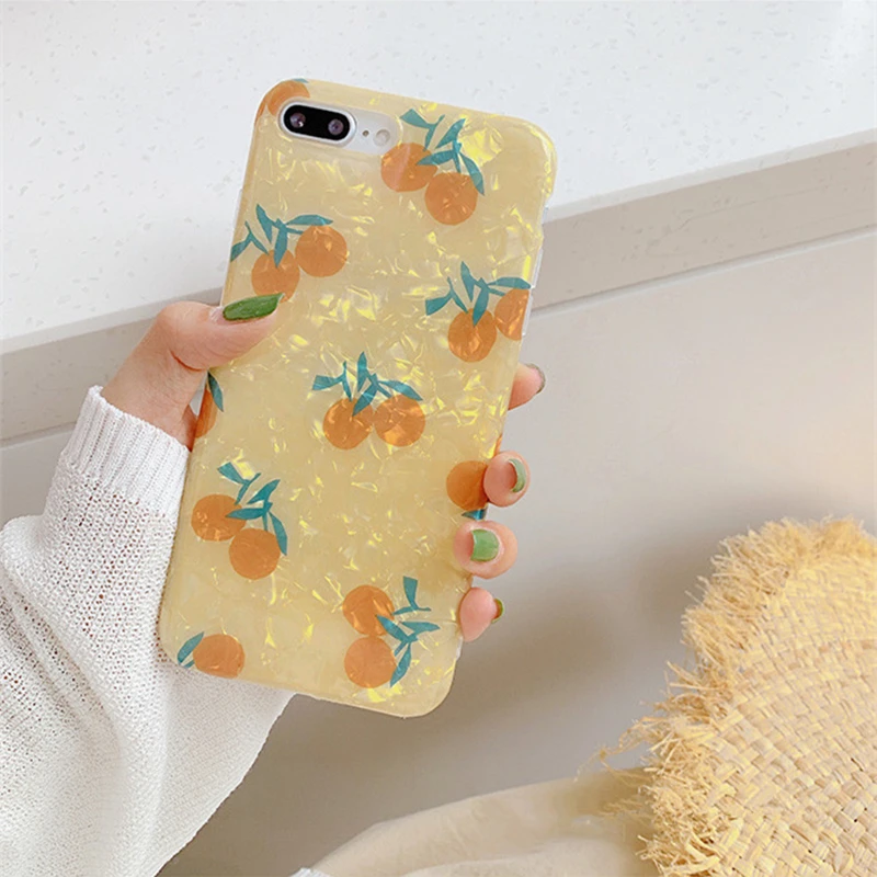 

BONVAN For iPhone X XR XS Max Case soft marble Summer fruit Protection Back Funda For iPhone 6 6s 7 8 Plus Phone Cover Coque