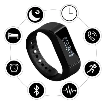 

LESHP Unisex OLED Activity Wristband Tracker Waterproof Smart Bracelet 4.0 Wireless Black for Iphone 5 Plus
