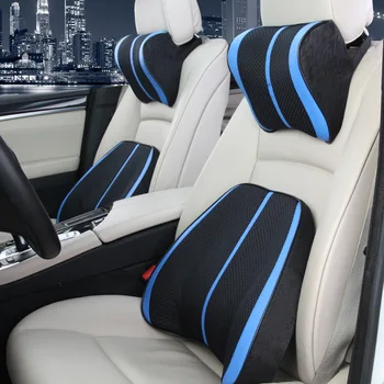 

1 Set Car Pillows Lumbar Support and Neck Pillow 3D Mesh Fabric Soft Comfort Memory foam back pillow Travel Pillow Seat Cushion