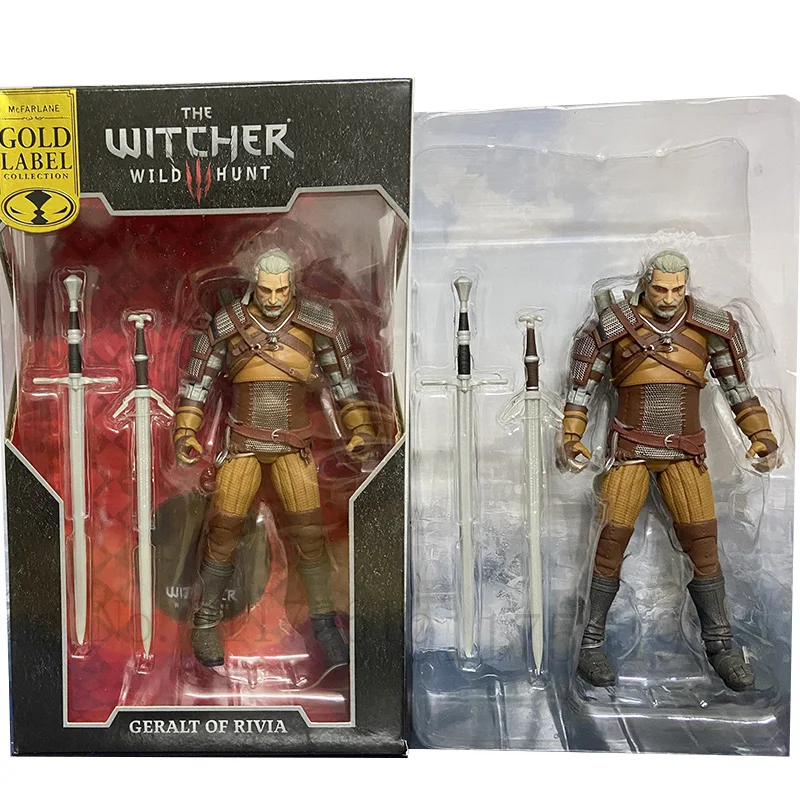 

McFarlane Witcher-ed Geralt of Rivia Figure White Wolf with Gold Label Articulated Joint Hunter X Hunter Figure Collectable Toys