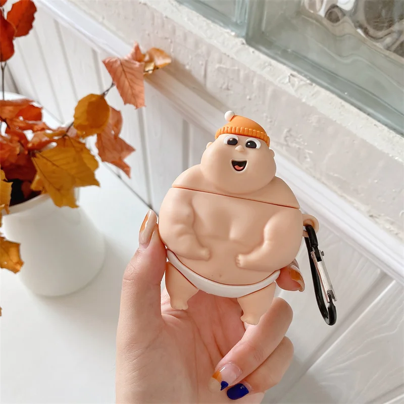 Sumo Wrestler AirPods Pro 1 2 Earphone Case Cover Japanese Anime Fat Guy Baby for Apple Wireless Bluetooth Earphones Covers Cases charging Box