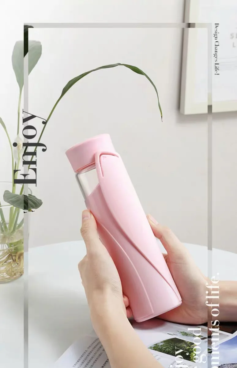 Стеклянная бутылка для воды с силиконовым Coth переносная Спортивная Бутылка Чашка для студентов теплоотвод 6 цветов на выбор