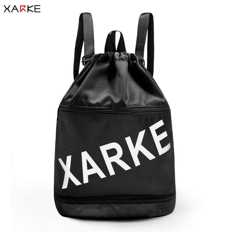 

XARKE Waterproof Swimming Bag with Shoes Storage Men Women Black Backpack Sports Gym Combo Dry Wet Bag Fitness Pool Beach