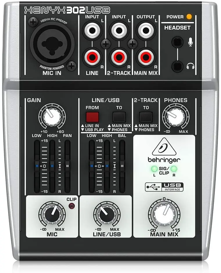 Behringer mixer Xenyx 302USB Sound Mixing Console Audio Mixer Premium 5-Input Mixer USB Audio Interface umc22