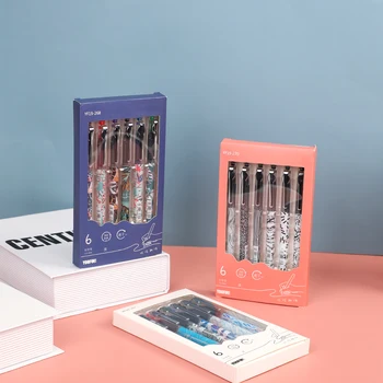 

JIANWU 6pcs/set 0.5mm Needle Tube Straight Liquid Colorful Ink gel pen Kawaii Journal Mark Pen school Supplie Back To School