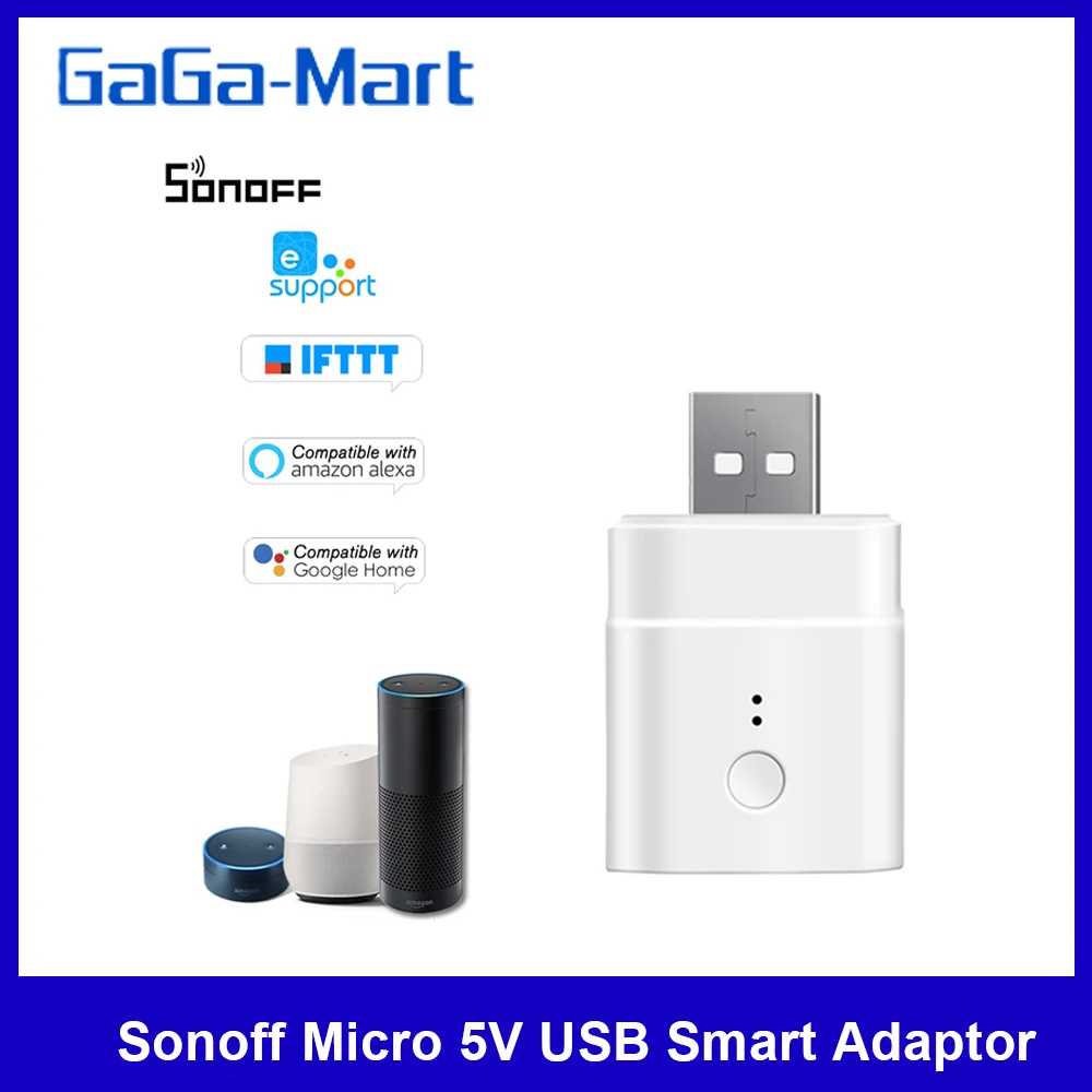 Itead Sonoff Micro 5V Беспроводной USB Смарт адаптер приложение Голосовое управление