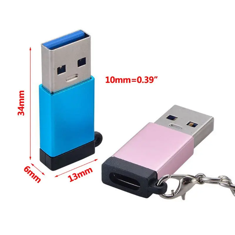Тип C Женский к USB Мужской адаптер конвертер алюминиевый сплав Разъем с брелок для планшет телефон Android флэш-накопитель U диск
