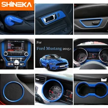 Shineka用カースタイリングフォードマスタング車のインテリアブルー装飾カバーステッカーのためフォードマスタング 2015 + 保護アクセサリー