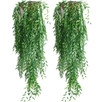 

2pcs Artificial Hanging Plants Willow Leaves Artificial Ivy Garden Decoration Q39B