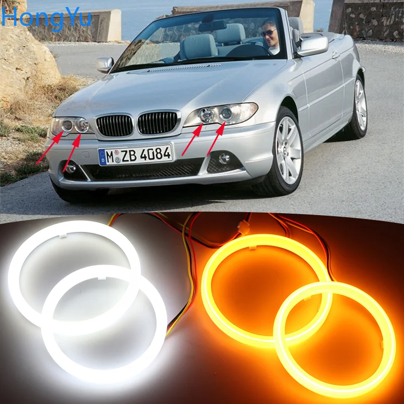 

for BMW 3 Series E46 Convertible Coupe Cabrio 2004-2006 Cotton Switchback LED Dual Color Angel Eye White Amber turn signal light