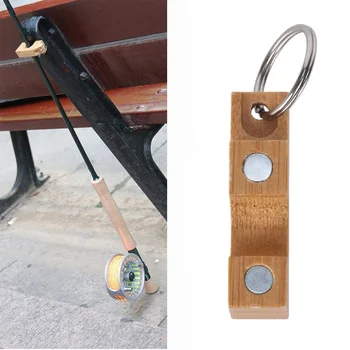 

1PC Wooden Mini Fly Fishing Rod Rack Holder Magnetic Fishing Rod Guard Hanger Rod Transport System Attaches To Carve