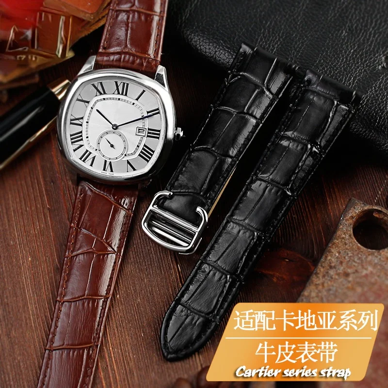 Per Cartier Tank Cinturino In Pelle Per Orologio Tank London Solo Regina Fibbia Pieghevole Orologio Da Donna In Pelle Bovina Da Uomo Srtap