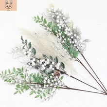 Рождественский ягодный искусственный сосновый конус, красные фрукты для Рождественского украшения, искусственный цветок, искусственные сосновые ветви, искусственный цветок