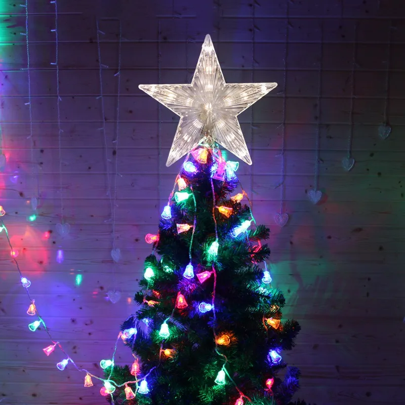 

LED Light Up Christmas Tree Topper Star Xmas Tree Star Ornament Estrelinhas Adornos De Navidad Eve Decorations tm