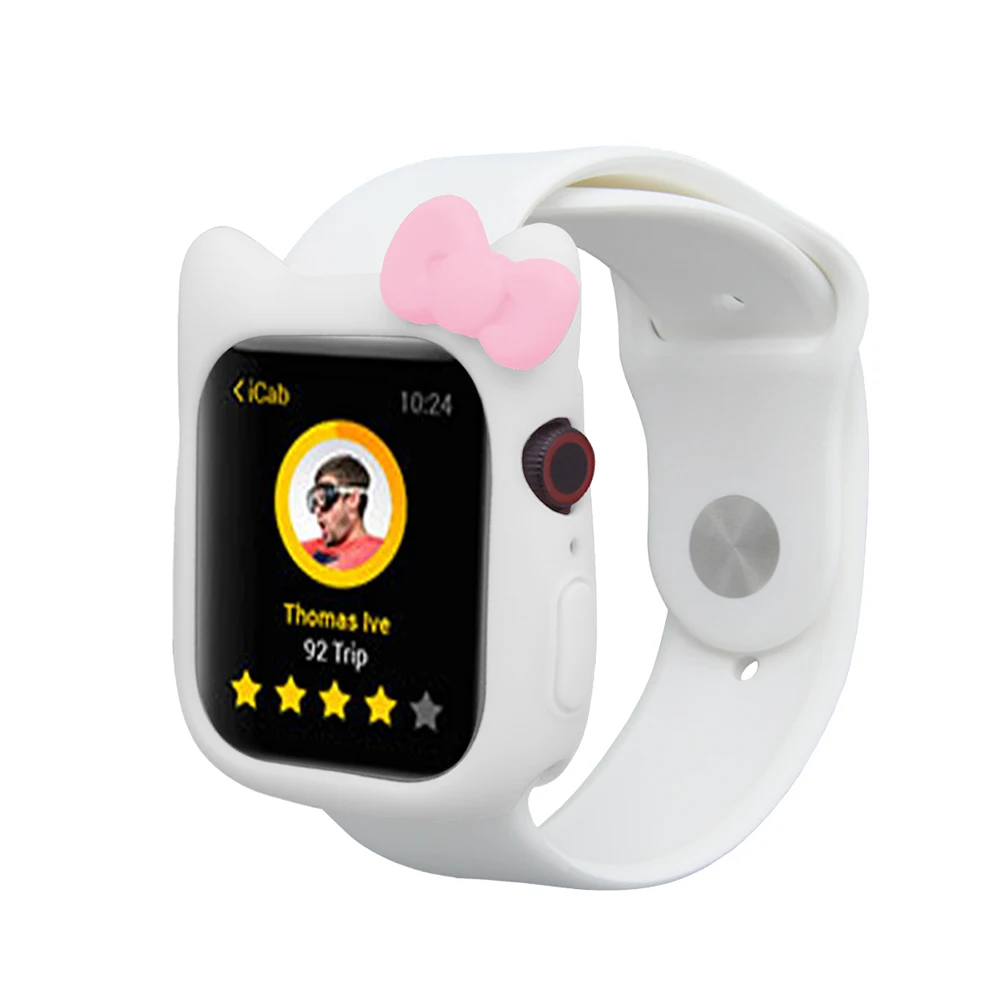 UEBN часы Hello Kitty чехол силиконовый мягкий чехол для iWatch серии 4 чехол для Apple Watch 40 мм 44 мм милый чехол с ушками Kitty