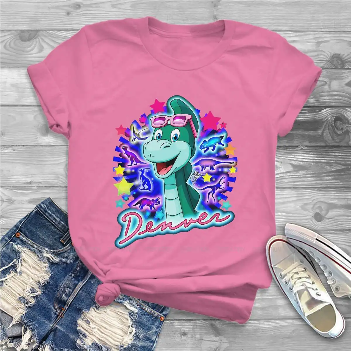 T-shirt à col rond en néon pour filles, nouveau Design, doux, en