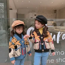 Кардиган для маленьких мальчиков и девочек; зимний хлопковый свитер; Топ; одежда для детей; вязаный кардиган с рисунком для девочек; свитер; детская весенняя одежда