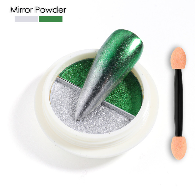 tırnak tozu krom lazer ayna Glitter tasarım tırnak sanat Pigment sürtünme toz gevreği süslemeleri fırça manikür TRLF01-07