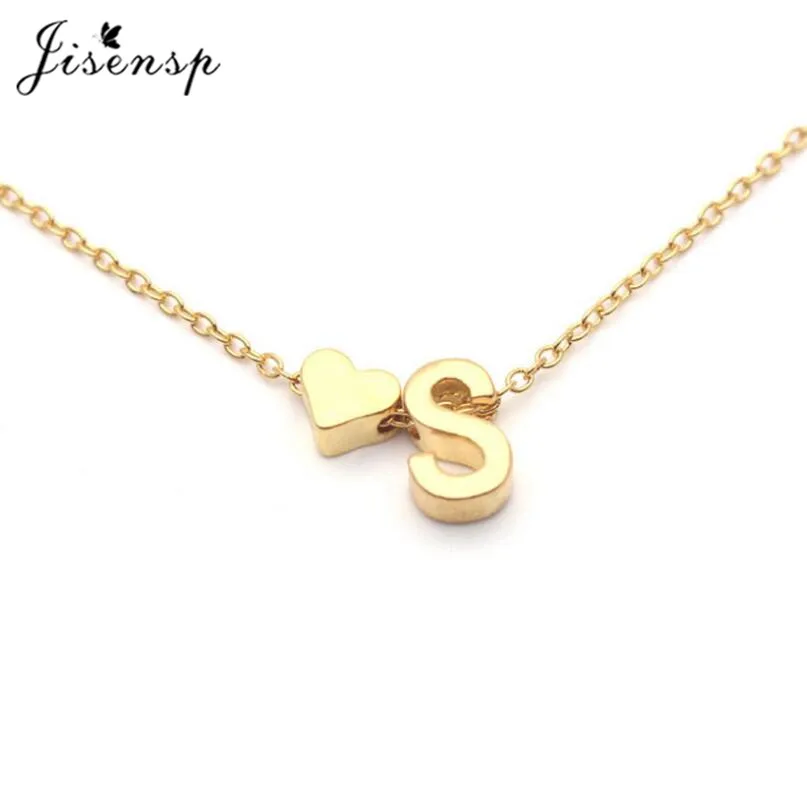 Jisensp Romantic Dainty Tiny Heart Initial Letter Choker Necklaces for Women Statement Jewelry Accessories Birthday Gifts