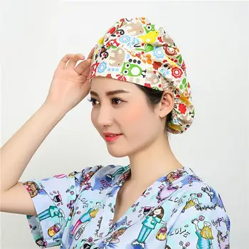 

Sweat Absorbing Hat Printing Hair Coloring Caps Elastic Dustproof Cotton Caps Hair Salon Head Protector