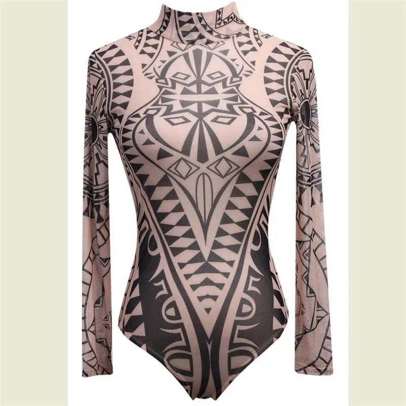 Totem-body Vintage de manga larga con cuello de tortuga para mujer, mono entallado informal, monos para mujer, moda de otoño, trajes de sol