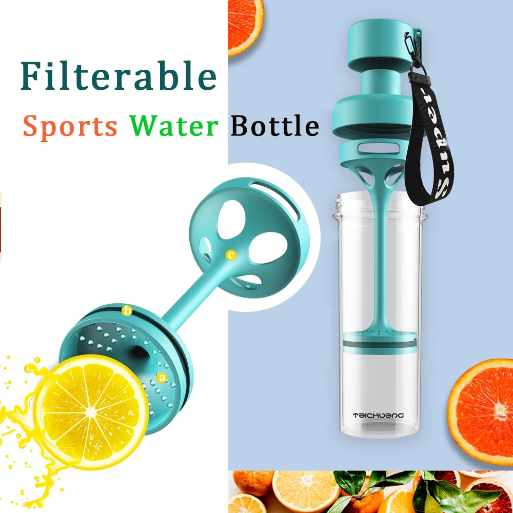 

400ML Filterable Leakproof Transparent Water Bottle Lemon Gift Long Filter Tea Separation Tour Camping Cup Sports Water Bottle
