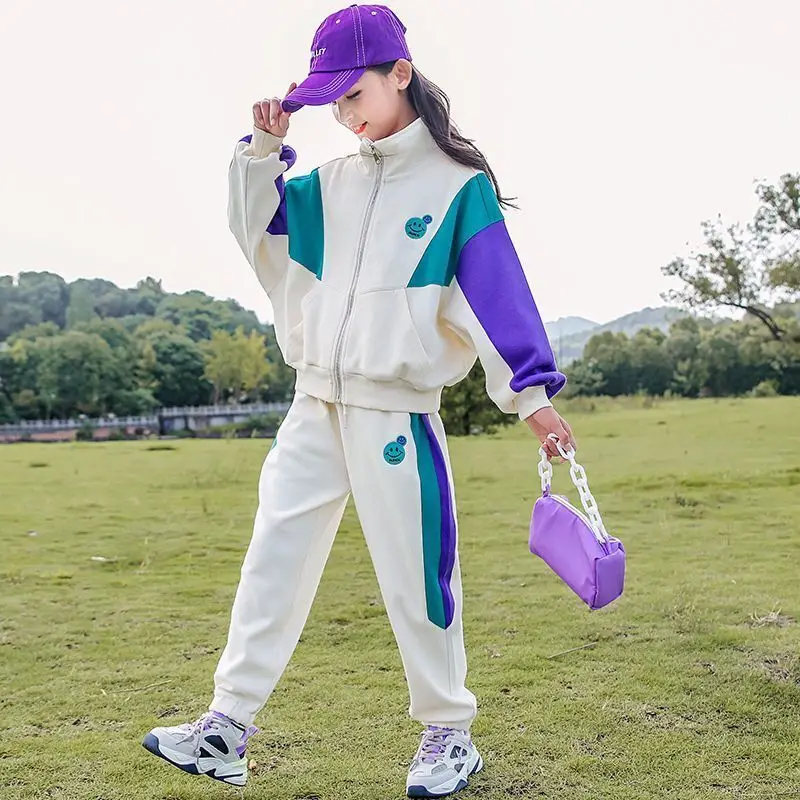 

Big Girls Spring Fall Sportswear Clothing Sets Striped Coat+Pants Teenagers Girls School Uniform Kids Tracksuit 8 10 12 14 Years