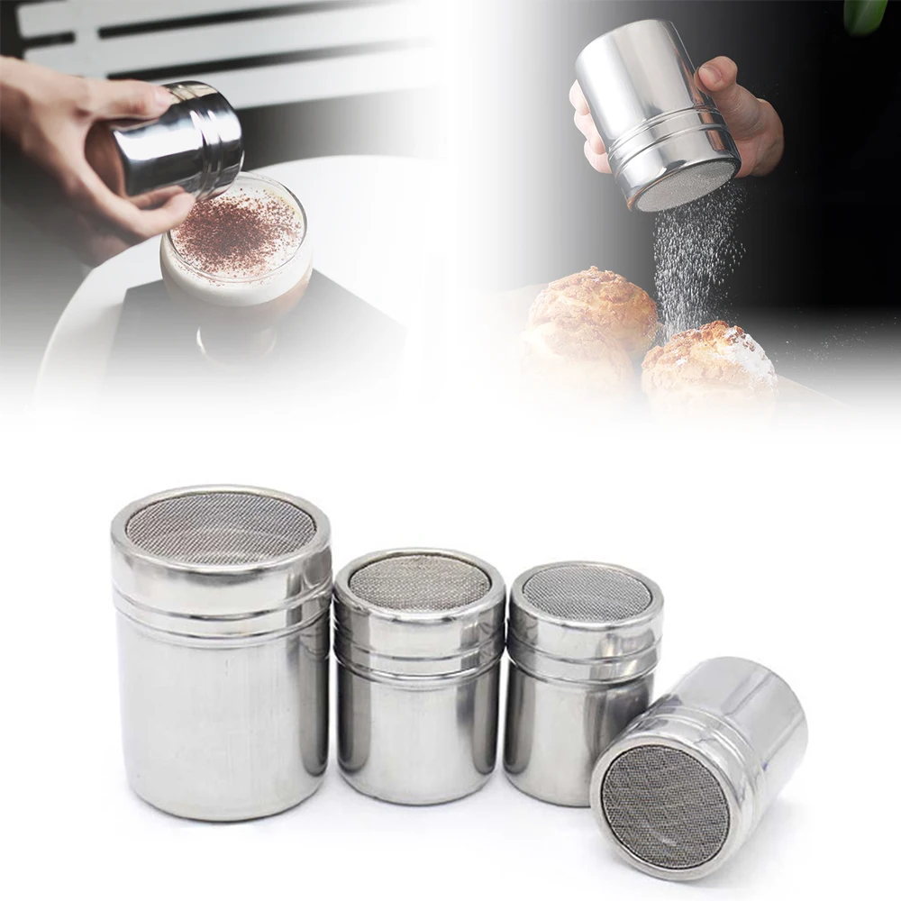 Colador de harina de coco y azúcar de Chocolate, filtro de acero inoxidable para coctelera de café, sal en polvo, azúcar, canela, utensilios de cocina S