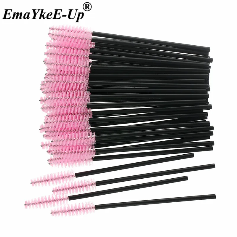 Black Pink-50pcs 50 шт., Новое поступление, щетка для ресниц, Мягкая головка для ресниц, аппликатор для бровей, тушь для ресниц, палочка, микрощетка, кисти для макияжа - Цвет: Black Pink-50pcs
