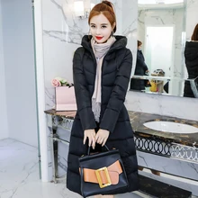 Women Winter Slim Fashion Long Coat Thicken Warm Stand Collar Parka Down Jacket Female 2021 Solid Hooded Quilted Outerwear