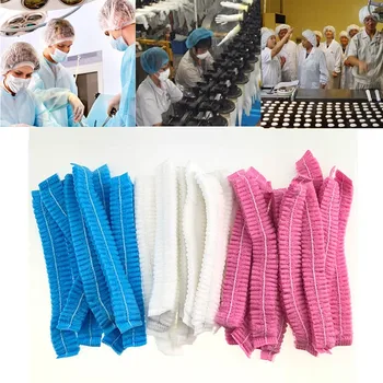 

100Pcs Non-woven Anti Dust Caps Pleated House Cleaning Hat Women Men Bath Caps Disposable Hair Cap Surgery Hotel Use