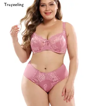 

Trufeeling Hot Sexy Unlined Bra Set Brand Deep V Brassiere Thin Summer Soft Women Underwear Set Lace Embroidery Floral Lingerie