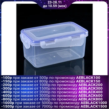 

Rectangular food container with clip 0.65 l, transparent color