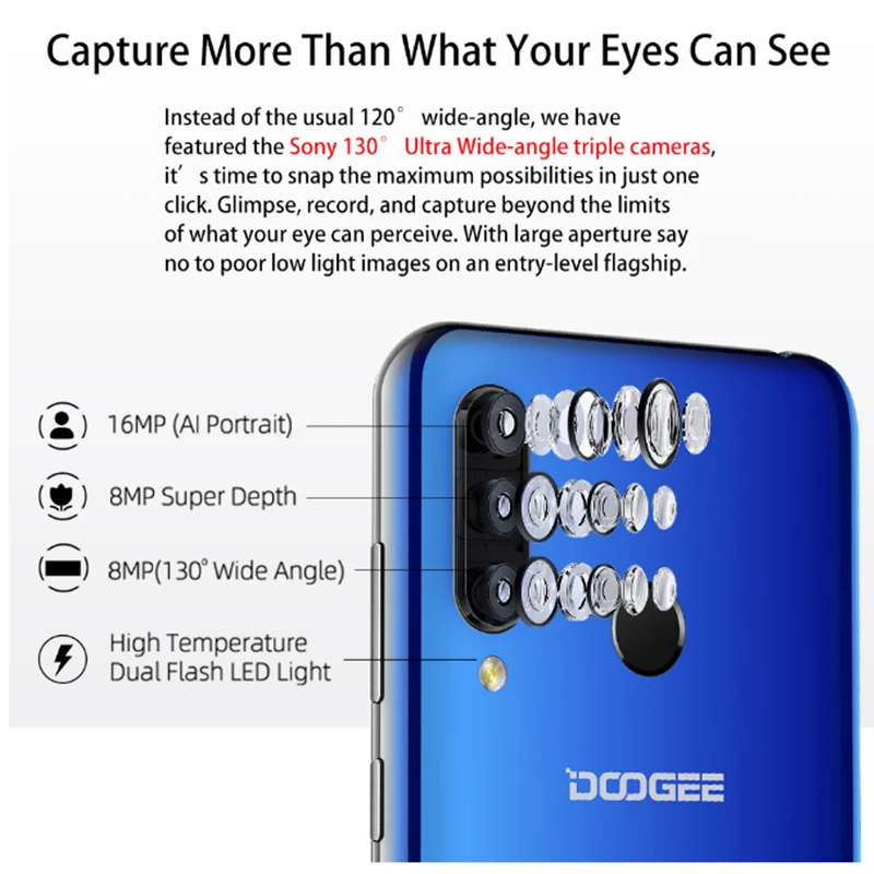 DOOGEE N20, новинка, смартфон, 6,3 дюймов, FHD+ дисплей, 4350 мАч, 4 Гб+ 64 ГБ, четыре ядра, 10 Вт, зарядка, отпечаток пальца, 16 МП, тройная задняя камера