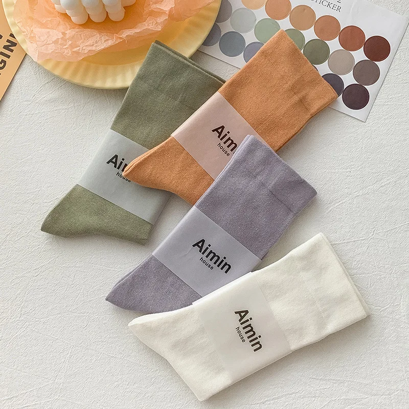 

Autumn and Winter Candy Color Pile Pile Socks Morandi Color Japanese Stockings Korean Trend Cotton Women's Stockings