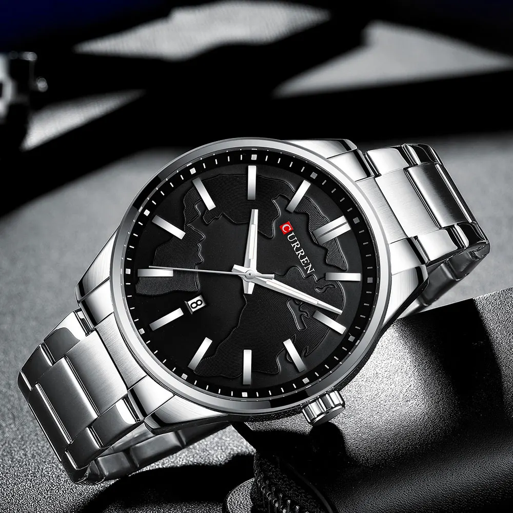 CURREN спортивные мужские часы лучший бренд класса люкс Синий Военный Бизнес водонепроницаемые мужские часы из нержавеющей стали Кварцевые Мужские наручные часы 8366